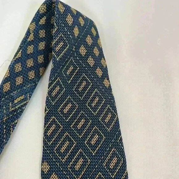 FORMAT MENS 100% SILK TIE BLUE GOLD NWT - Picture 6 of 10